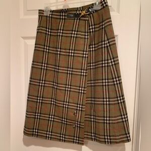 Vintage Plaid Wrap Skirt by Clara Yoon - Wool Blend